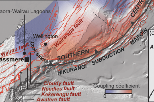 Hikurangi subduction margin with major faults